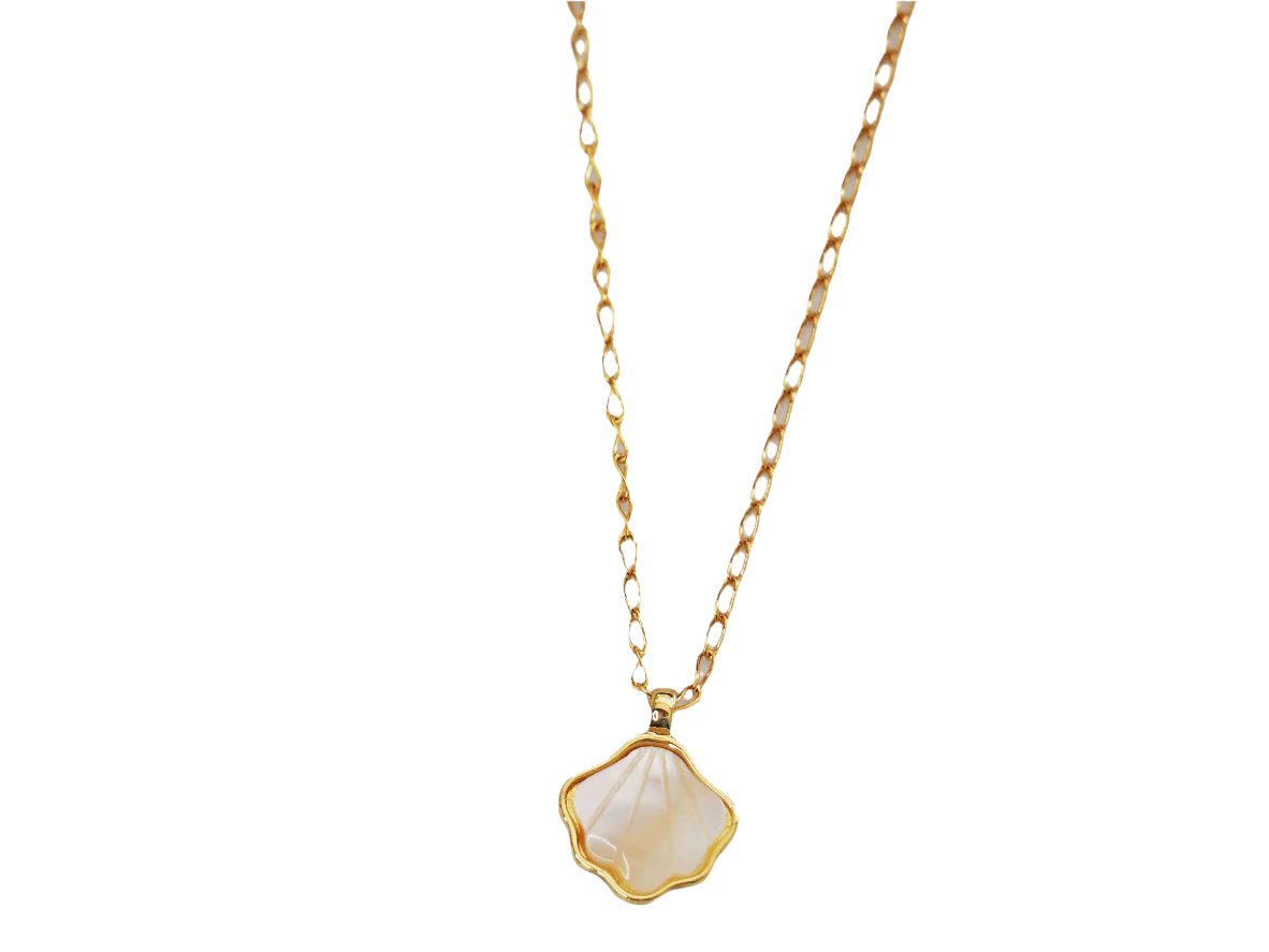 Seashell Mother of Pearl Necklace – 18K Gold-Plated Chain
