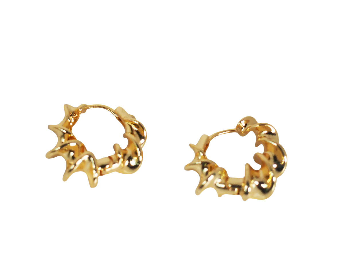 18k Gold Plated Ruffles Hoop Earrings