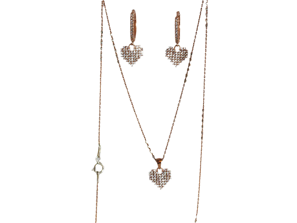 Huggies Rose Heart Sterling Silver 925 with White Zircons