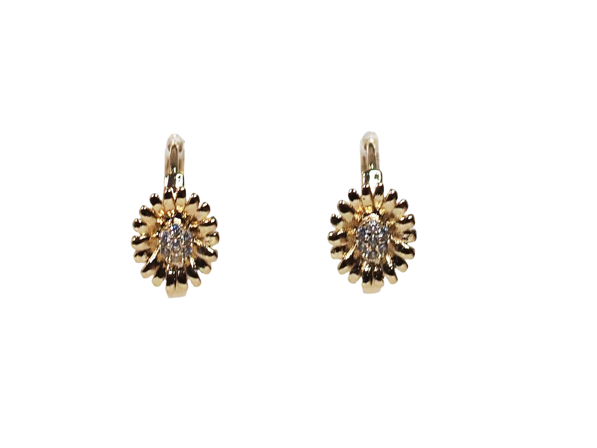 18k Gold Plated Daisy Flower Huggies