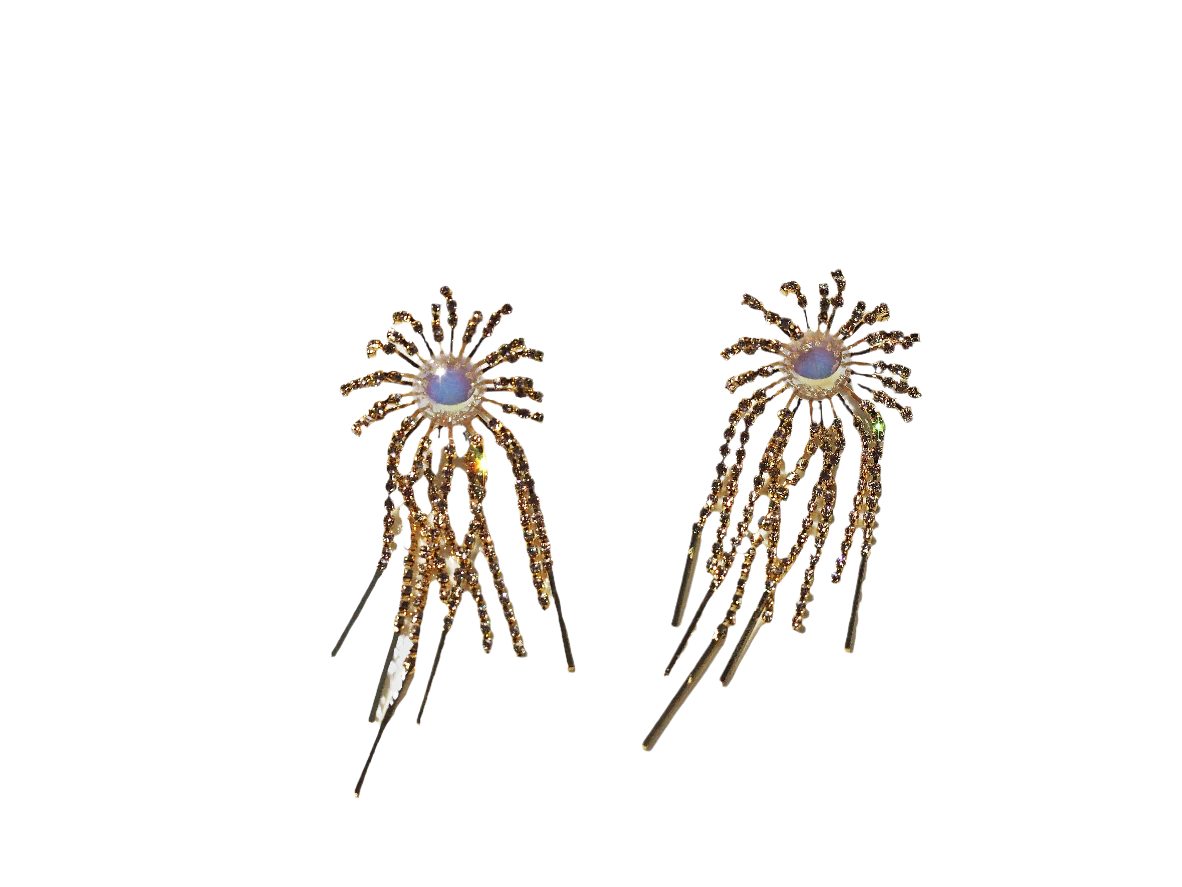 Jellyfish with Zircons Earrings - Gold Plated 18k