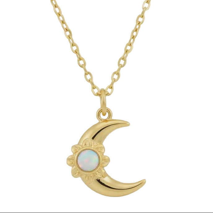 Noon Agate Stone Pendant Necklace – 18K Gold Plated