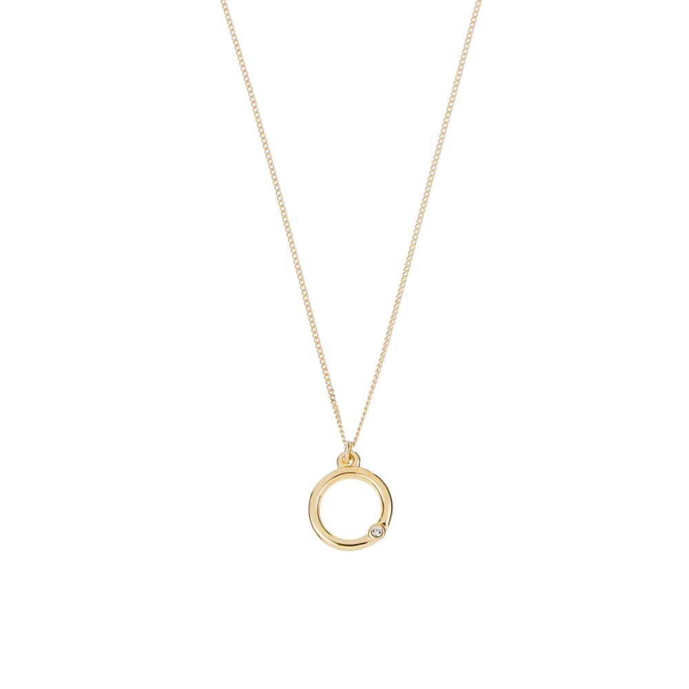 Circle with Zircon Necklace – 22K Gold-Plated Pendant with Zircon