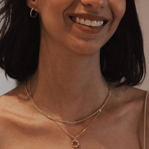 Necklace Circle with Zirconia's Gold plated 22k