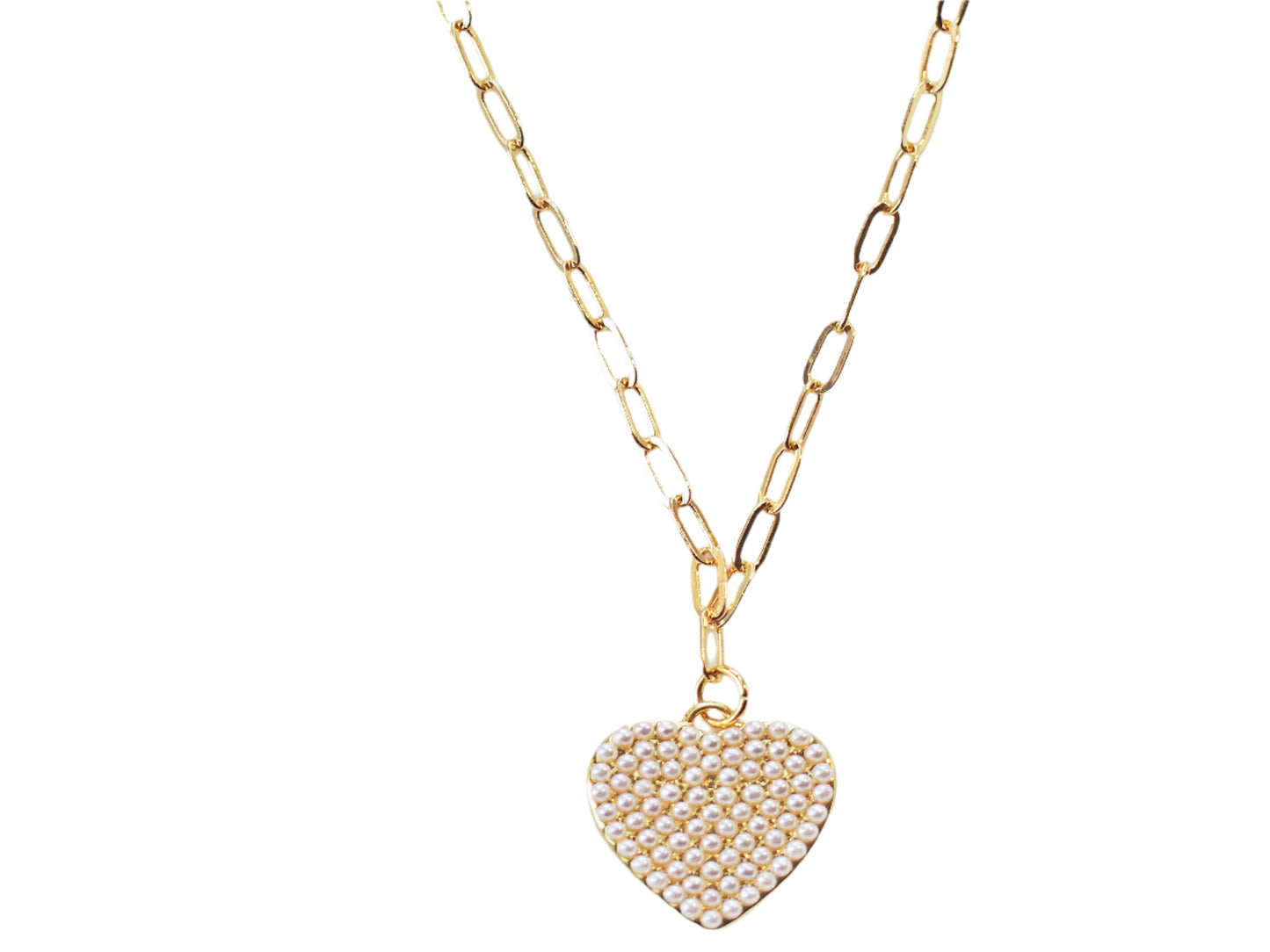 Heart Pearl Necklace – 18k Gold Plated