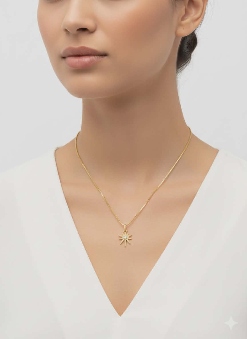 Star Zirconia Pendant Necklace – 18K Gold Plated