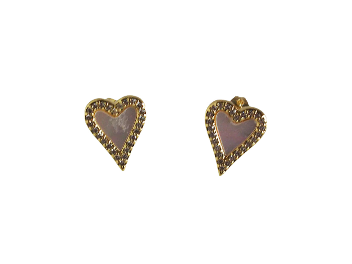 Heart Shaped Earrings with Mother of Pearl
