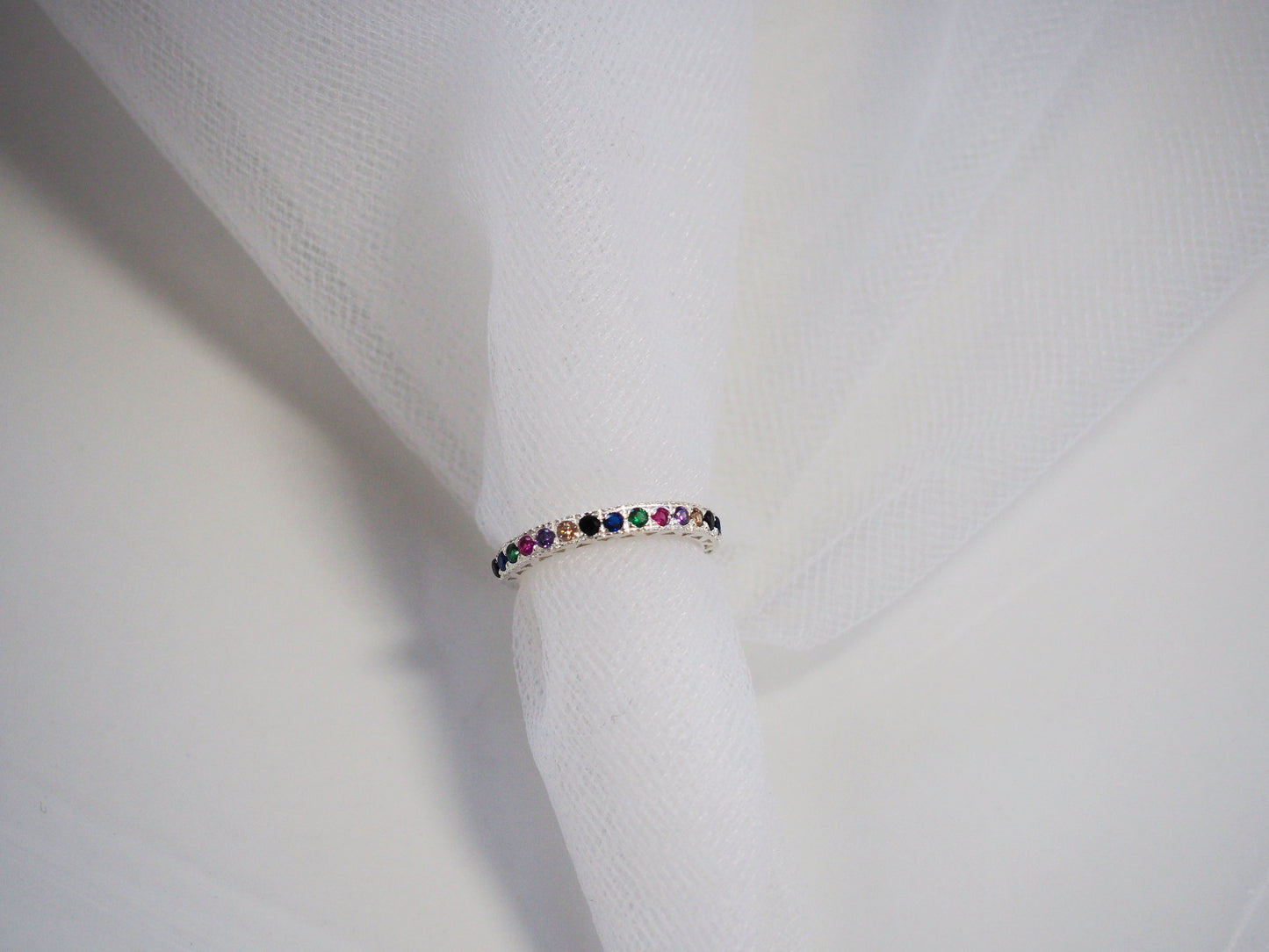 Multi -Colors Zirconia Ring Sterling Silver 925