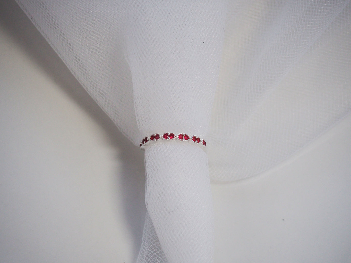 Magenta Zirconia Ring Sterling Silver 925