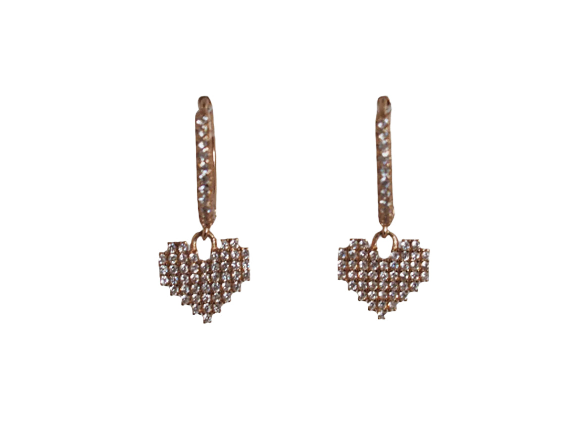 Huggies Rose Heart Sterling Silver 925 with White Zircons