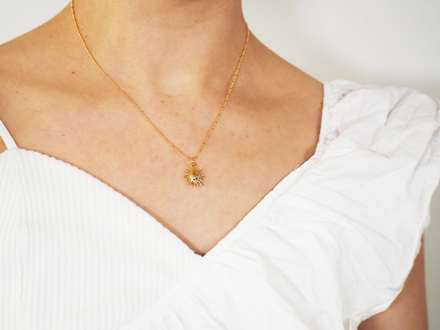 Sun Pendant Necklace Gold Plated 22k