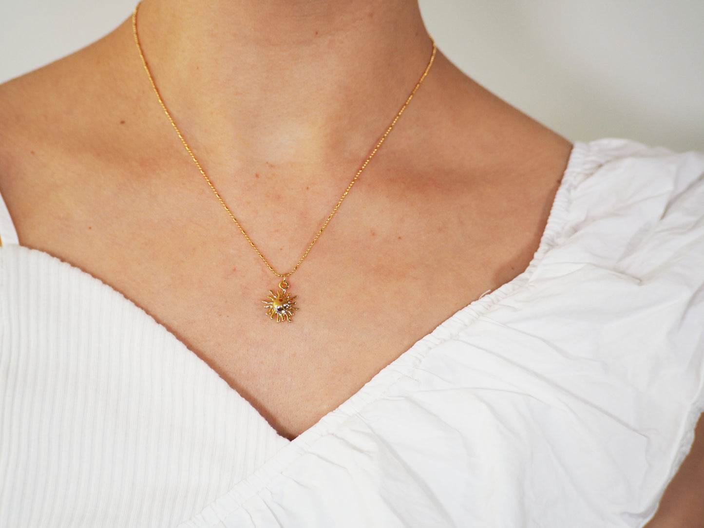Sun Pendant Necklace Gold Plated 22k