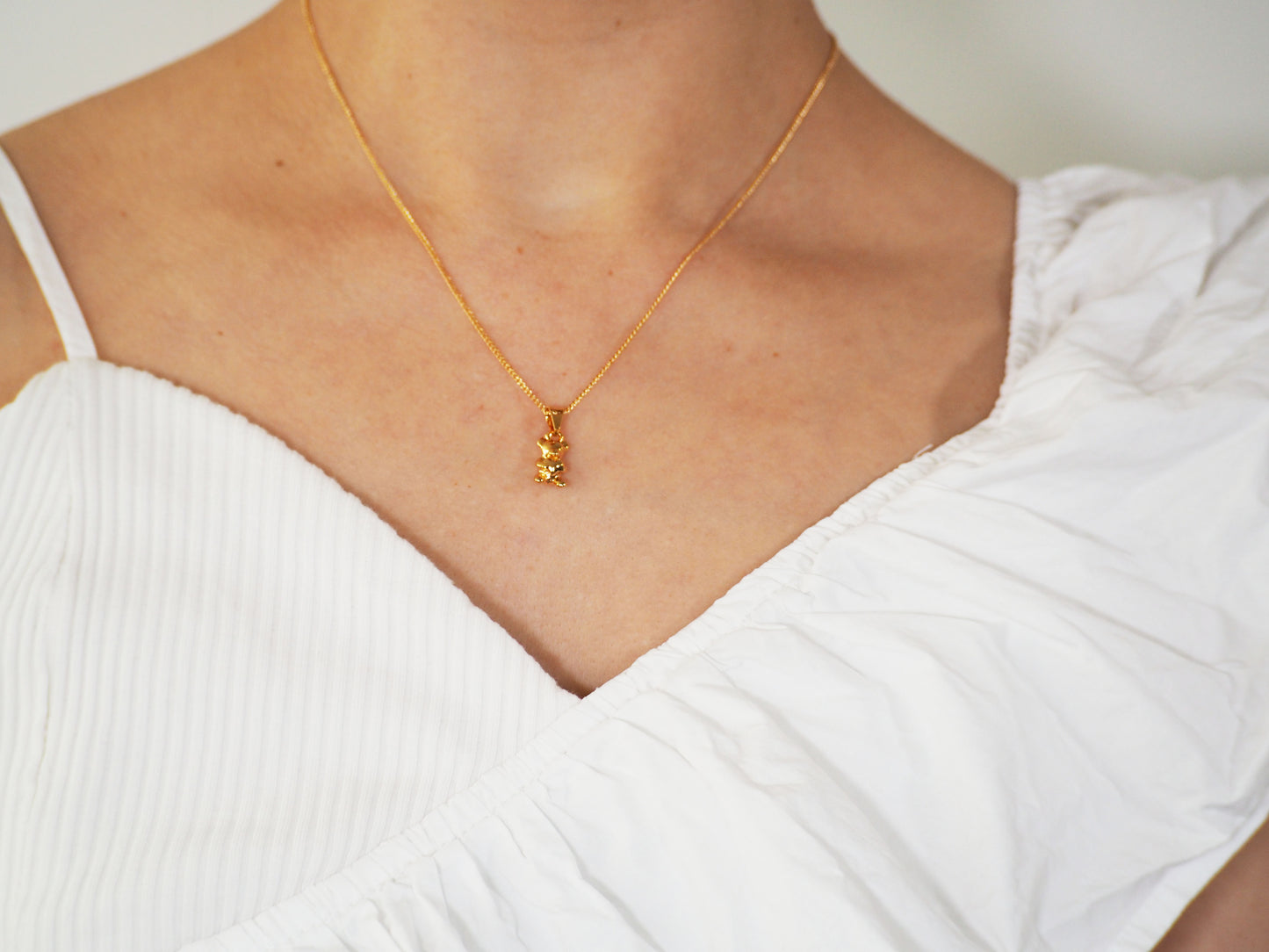 Bear with Heart Necklace| 22k Gold Plated