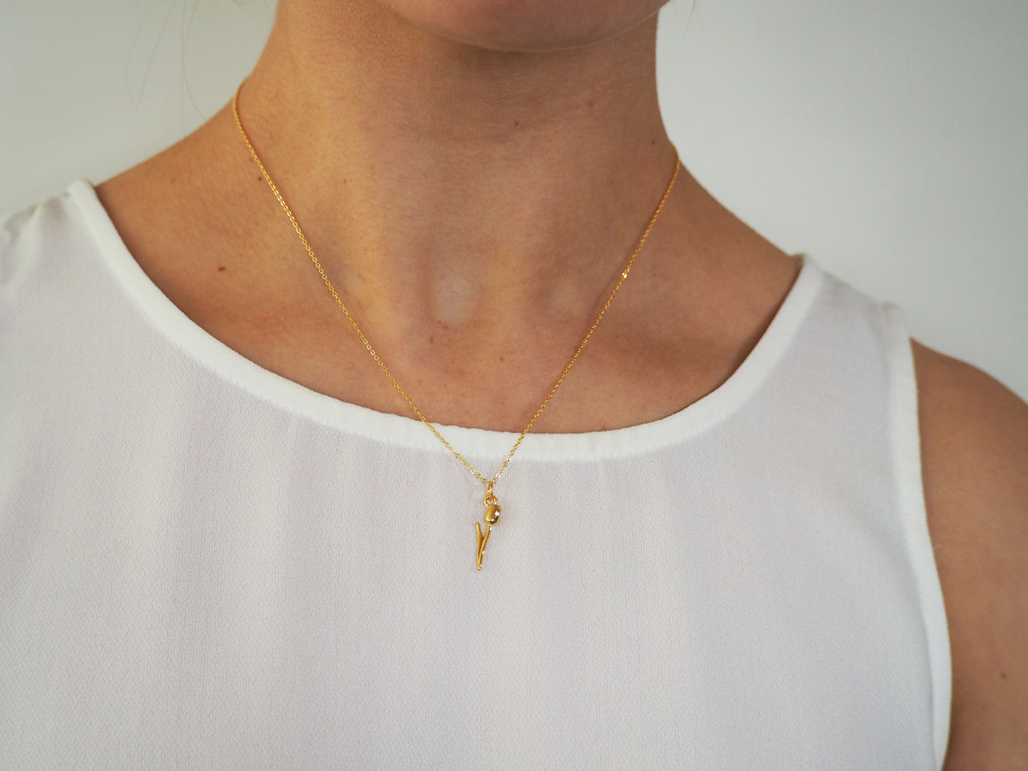 Tulip Pendant Necklace Gold Plated 22k