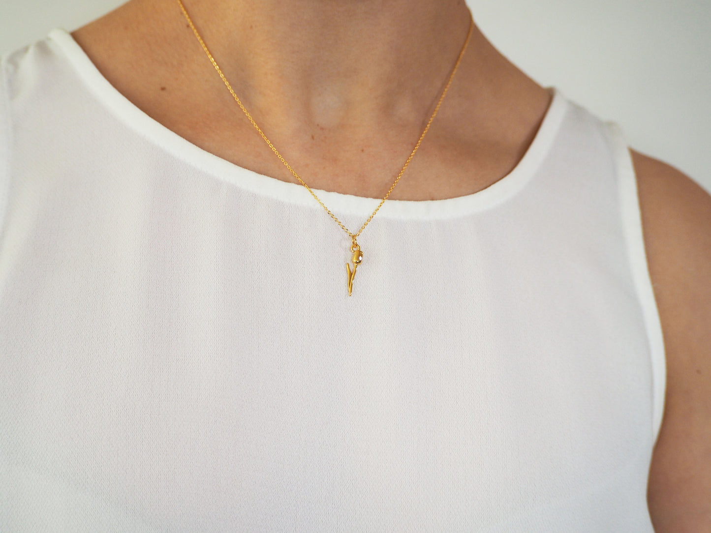 Tulip Pendant Necklace Gold Plated 22k