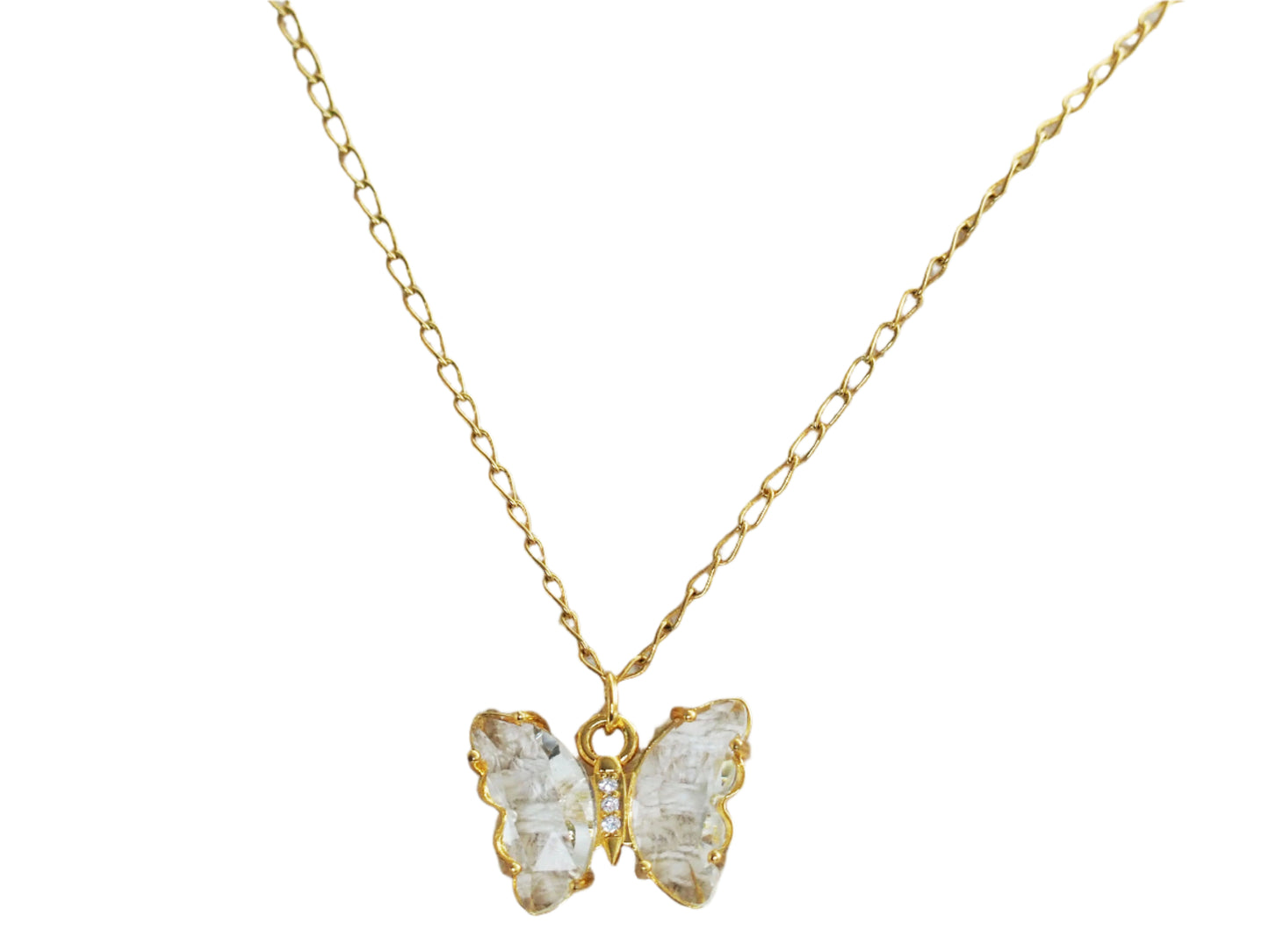 Crystal Butterfly Necklace Gold Plated 18k