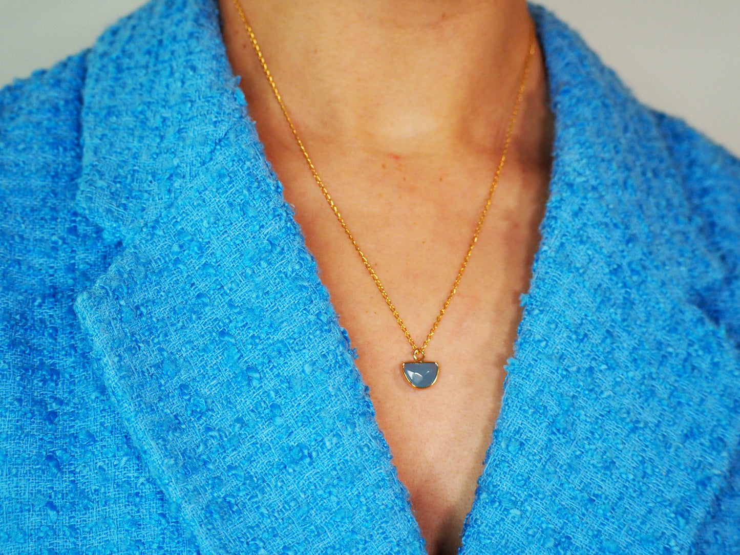 Blue Stone Necklace Gold Plated 18k