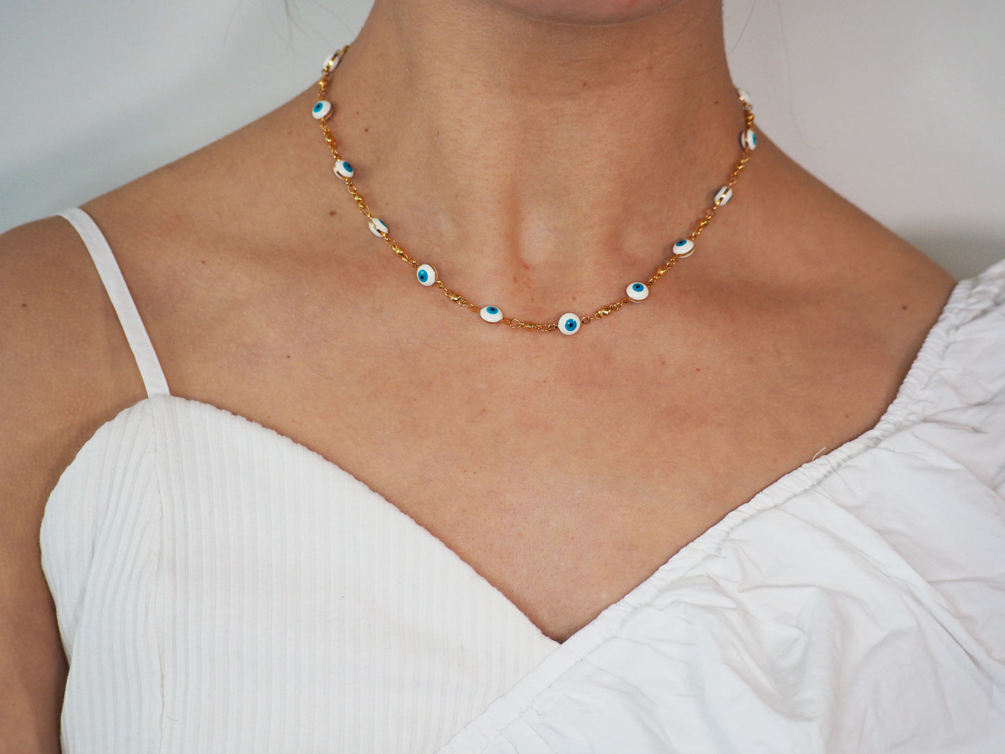 Evil Eye Stones Necklace – 18k Gold Plated