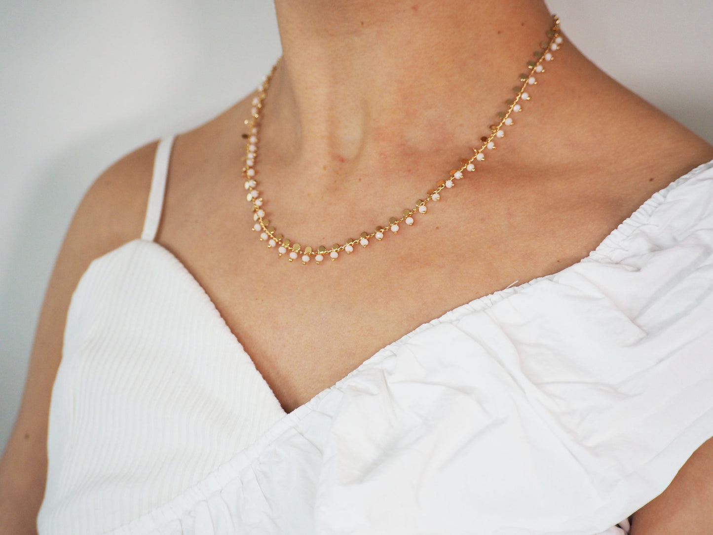 18K Gold-Plated Pink Crystals & Coins Necklace