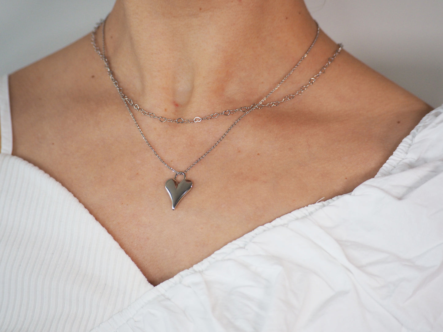 Silver Heart Necklace Plated Silver