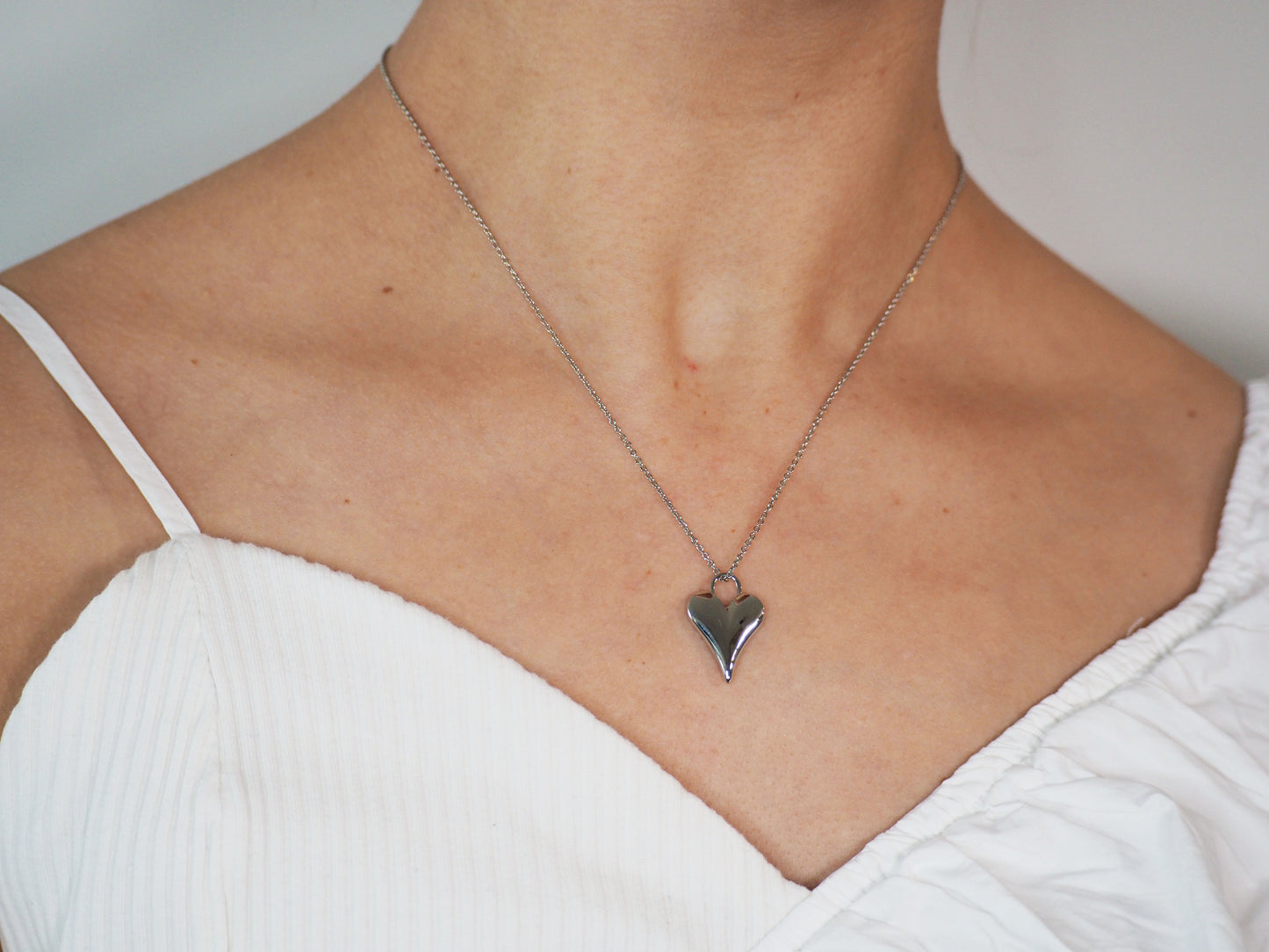Silver Heart Necklace Plated Silver