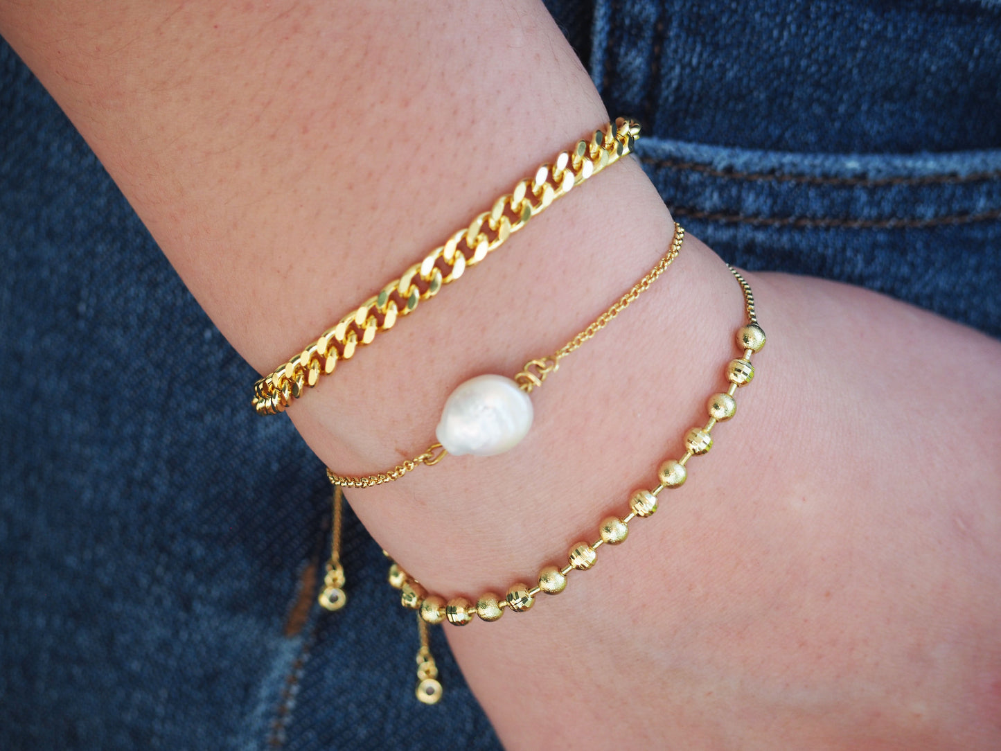 Water Fresh Pearl Bracelet in Gold Plated 18k