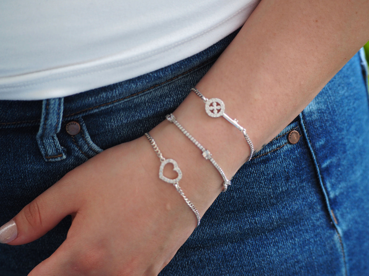 Heart bracelet with zirconia sterling silver 925-Length: 7 inches