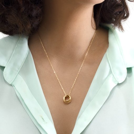 Triple Rings Necklace - 22K Gold-Plated Rings Pendant