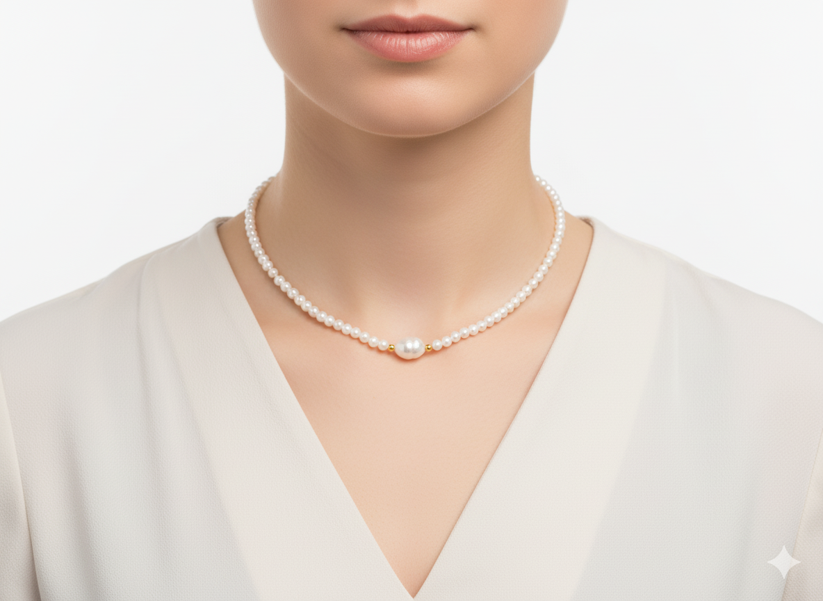 Freshwater Pearl Necklace with Mother of Pearl