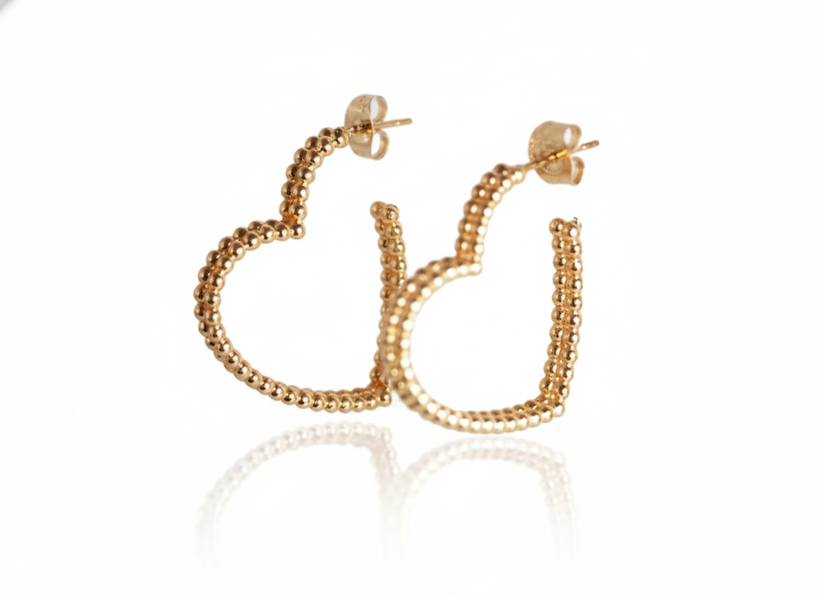 Heart-Shaped Hoops - Gold Plated 18k