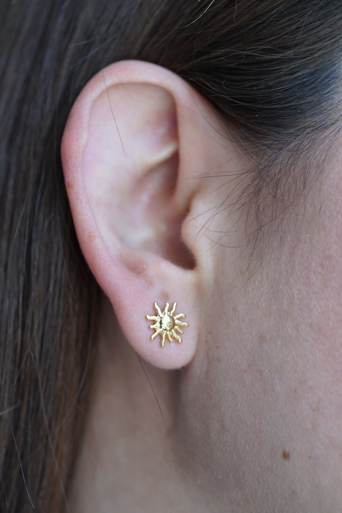 22k Gold Plated Sun Earrings-Waterproof