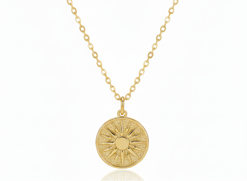 Circle Sun Necklace – 18K Gold Plated