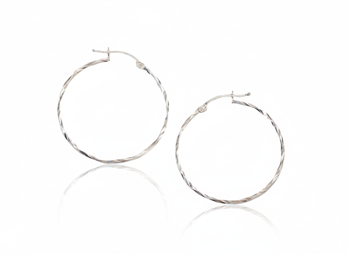 Medium Classic Hoops Earrings Sterling Silver 925