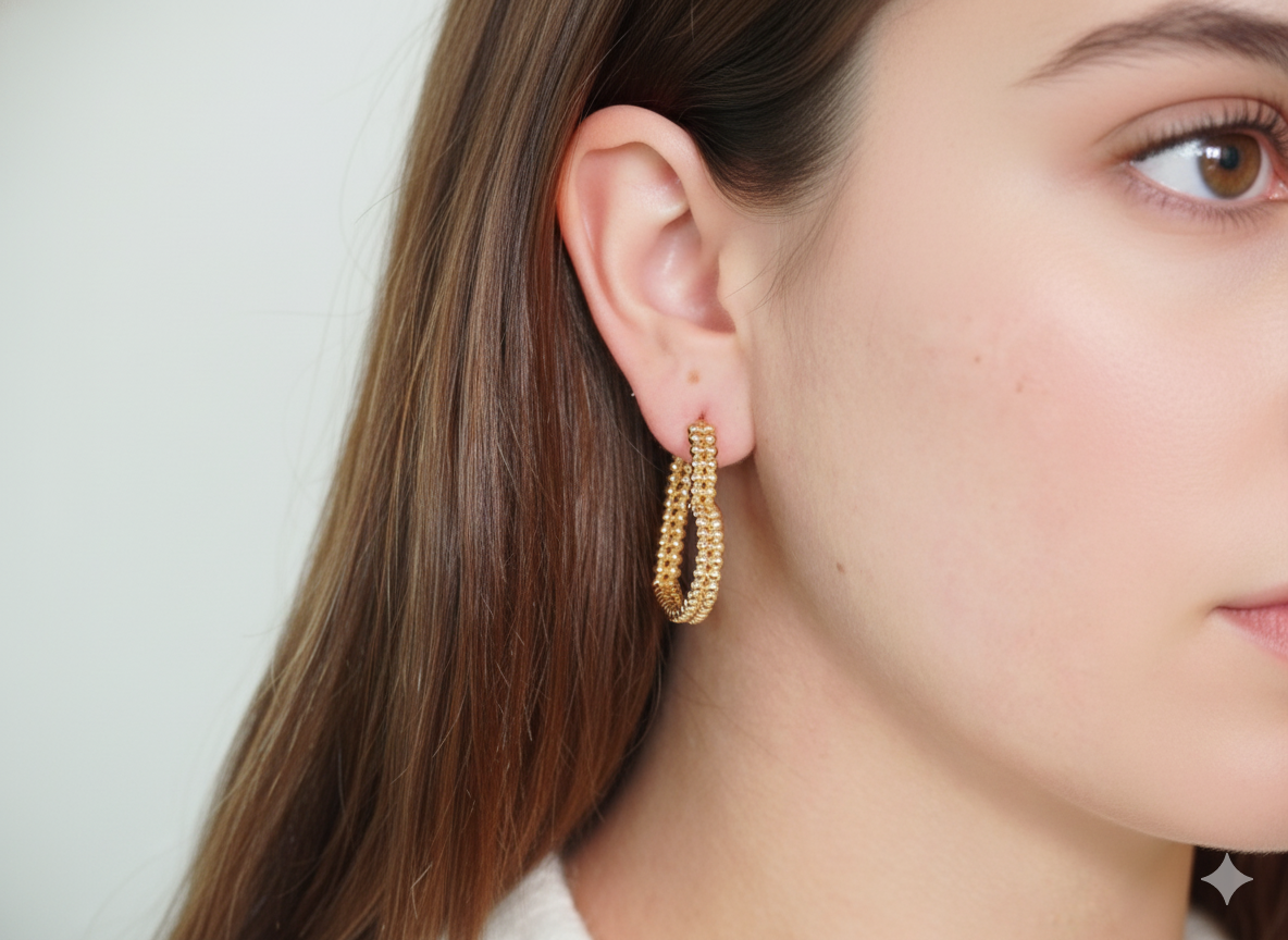 Heart-Shaped Hoops - Gold Plated 18k