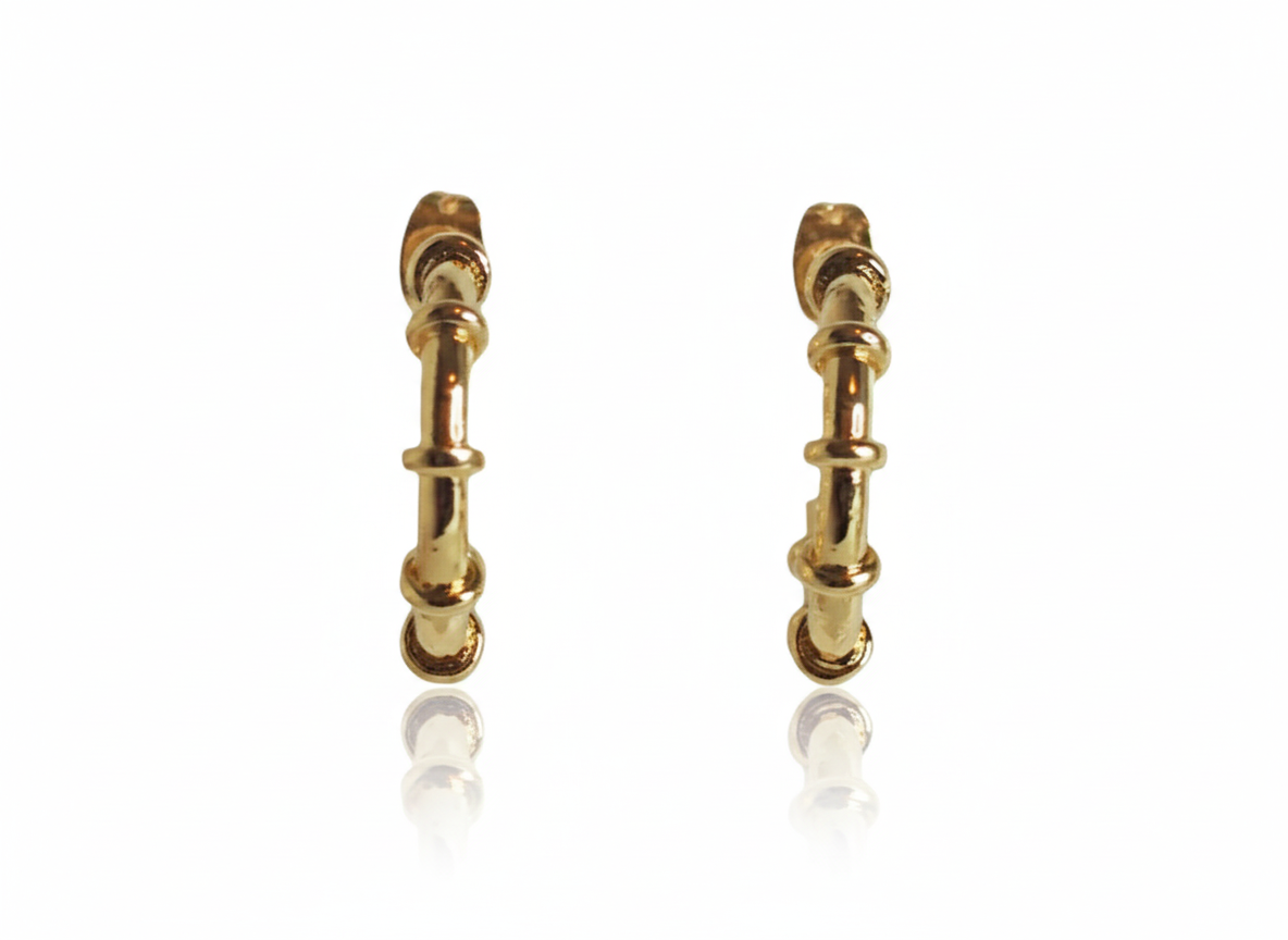 18k Gold Plated Classic Hoop Earrings with Circle Details