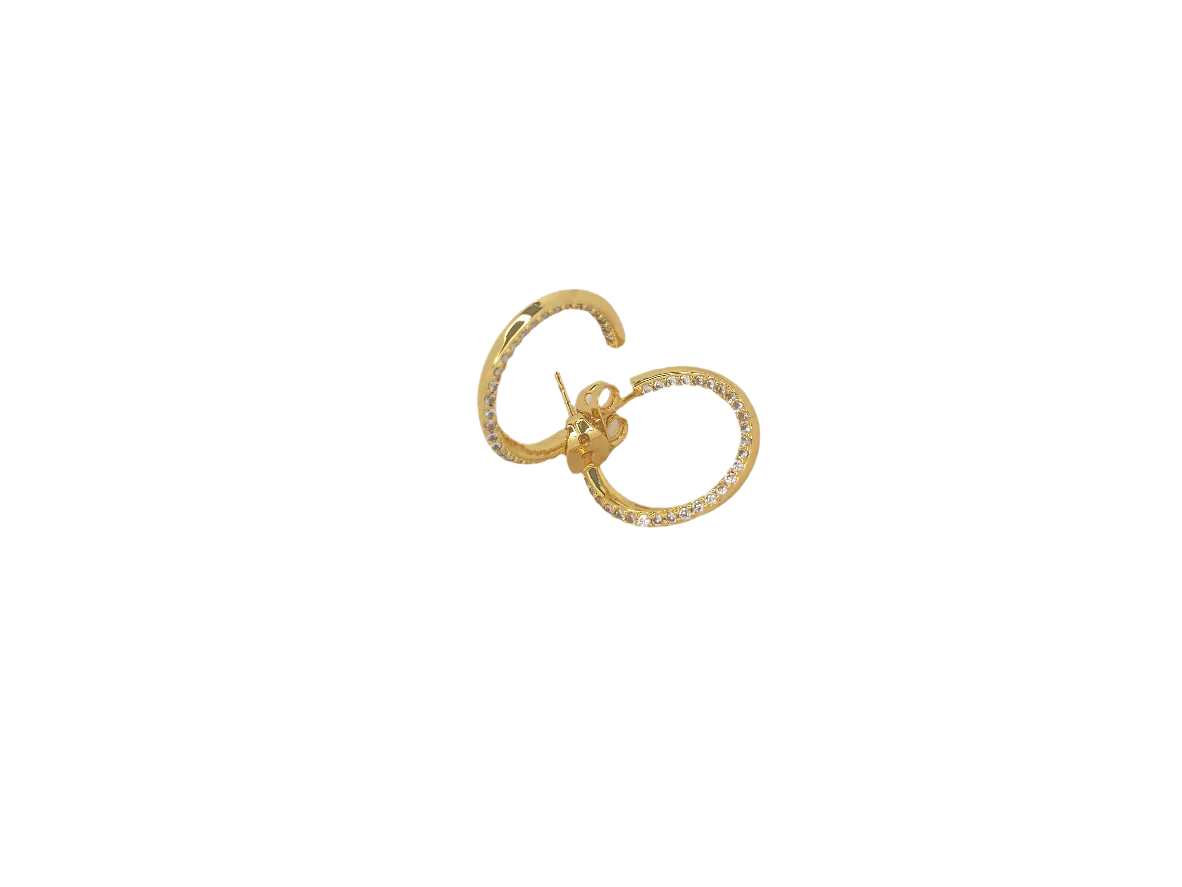 Huggies Delicate with Line of White Zircons – Gold Plated 18K