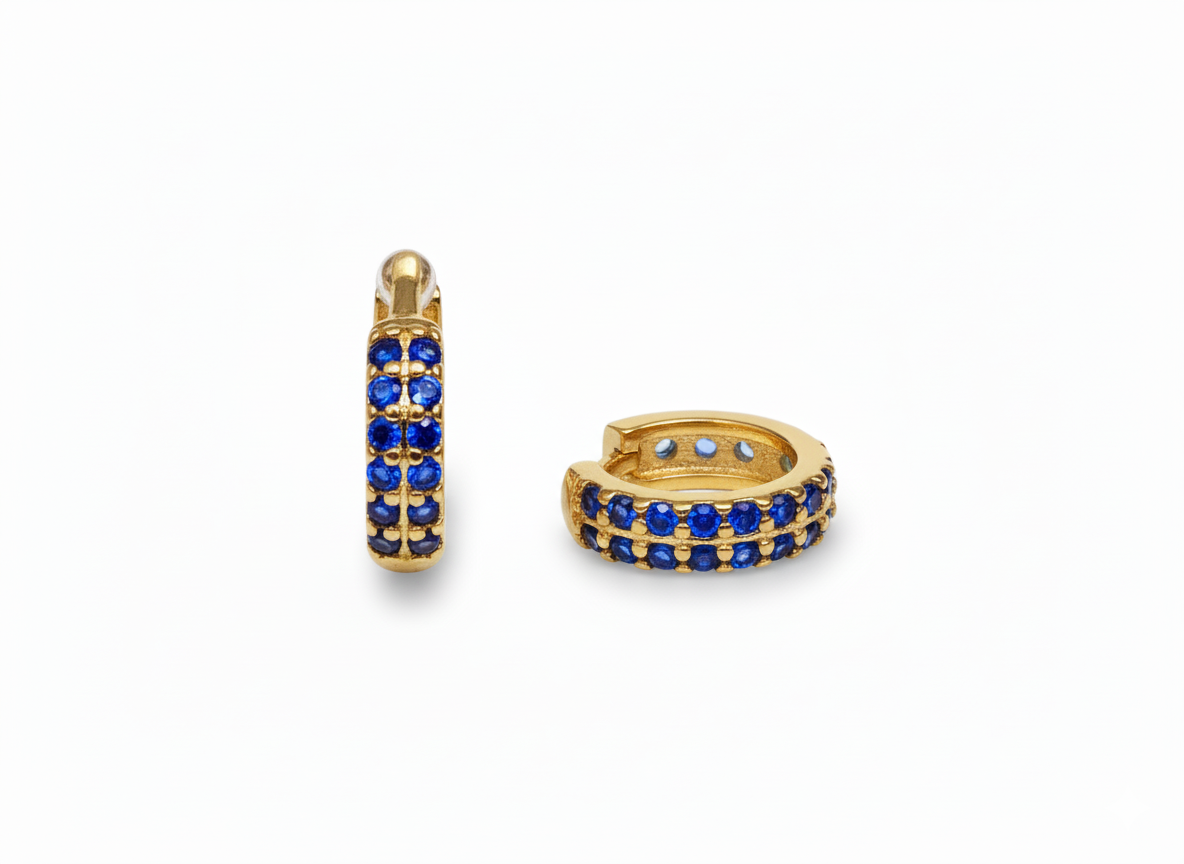 Mini Huggies with Zircons-Gold plated 18k