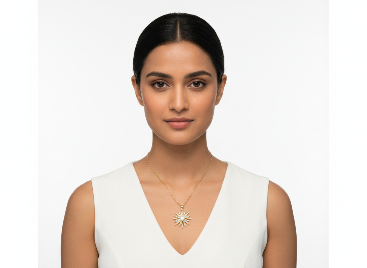 Big Star with Zircons Necklace - Gold Plated 18k