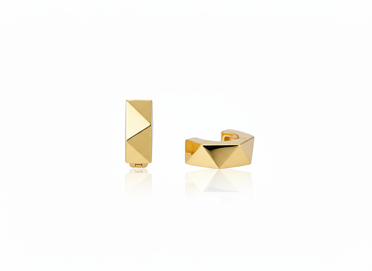Huggies Hexagon Earrings - Gold Plated 18k