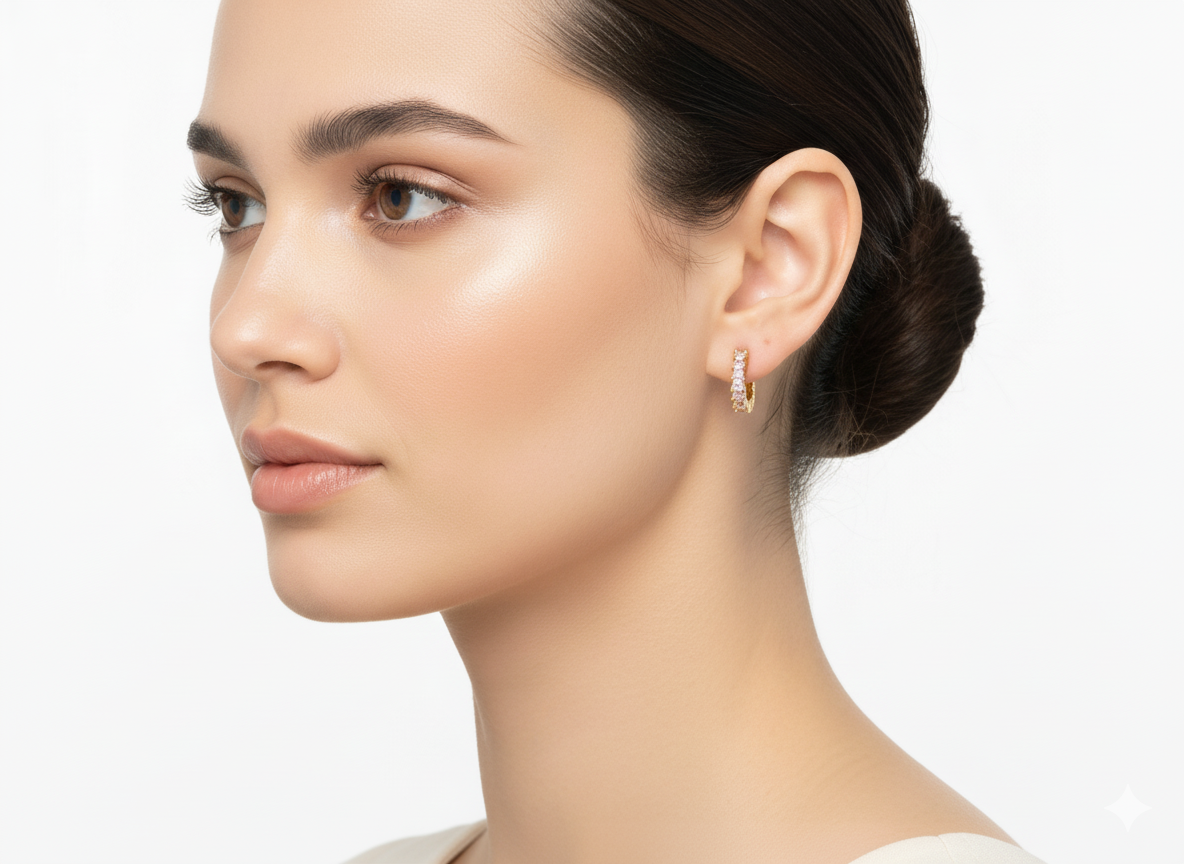 Hoops with Zircons Small – 18K Gold Plated