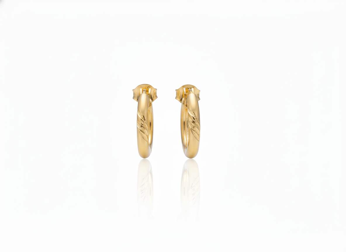 18k Gold Plated Hoop Earrings with Classic Lines
