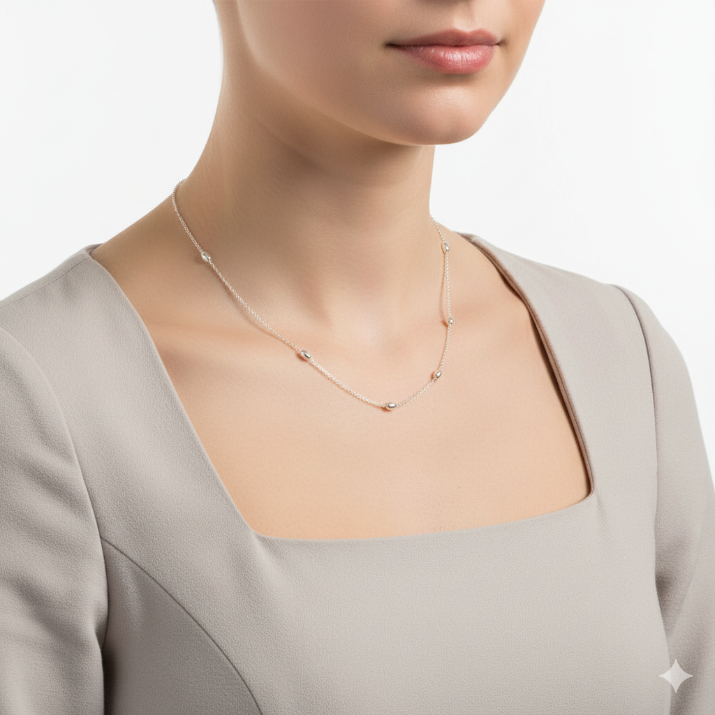 Bobble Chain Necklace in Sterling Silver 925