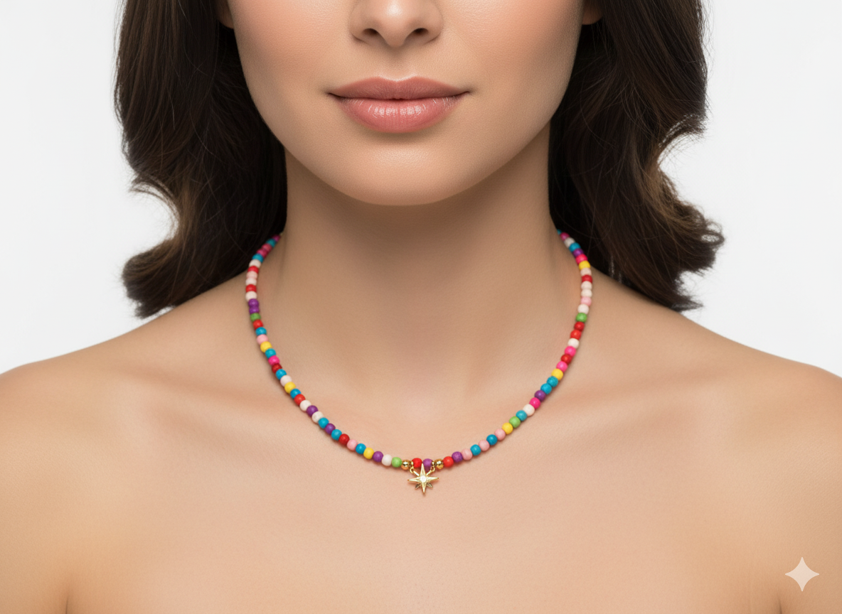 Multicolor Star Necklace – 18K Gold Plated