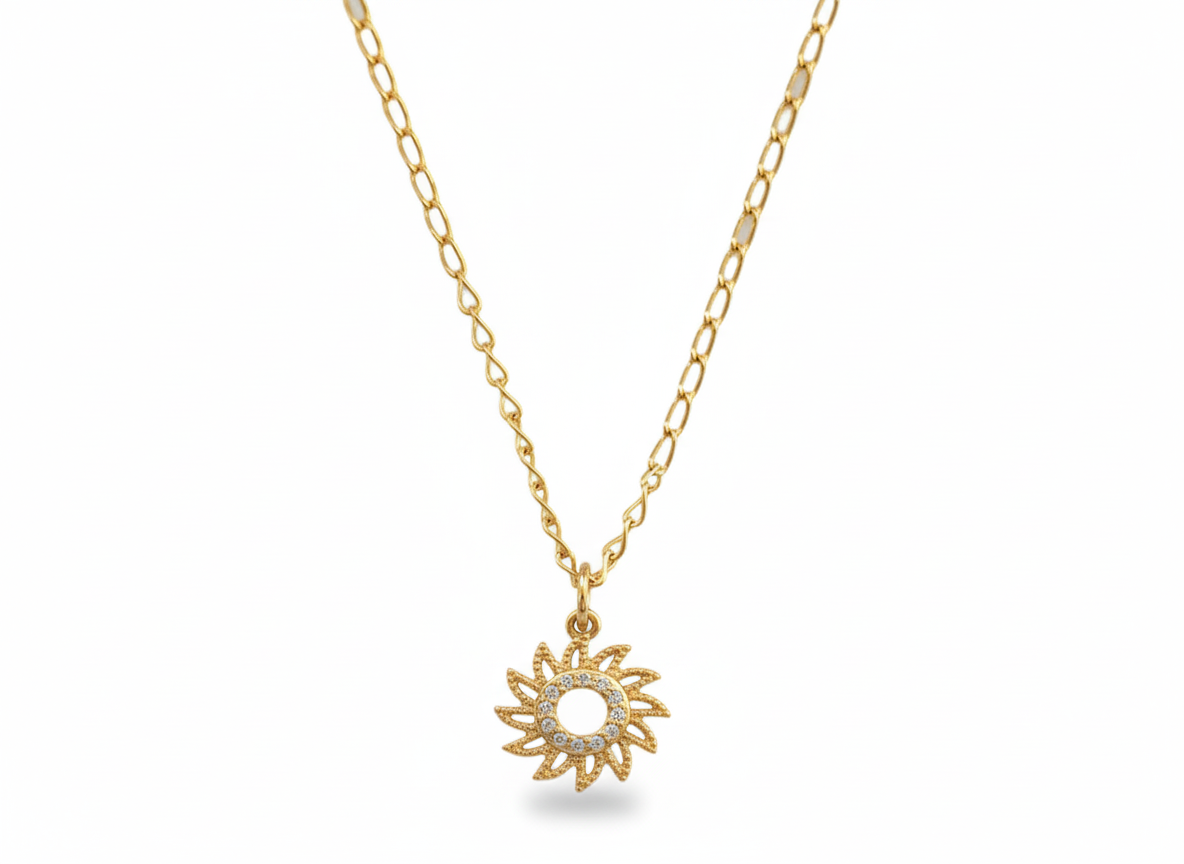 Sun Necklace 18k Gold Plated with Zircons