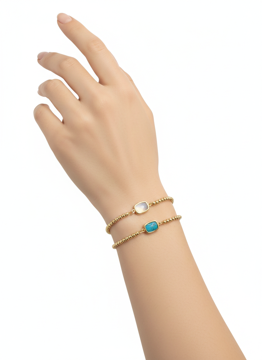 (Copy) Adjustable Heart Shell Bracelet with Zirconias- Gold plated 18k
