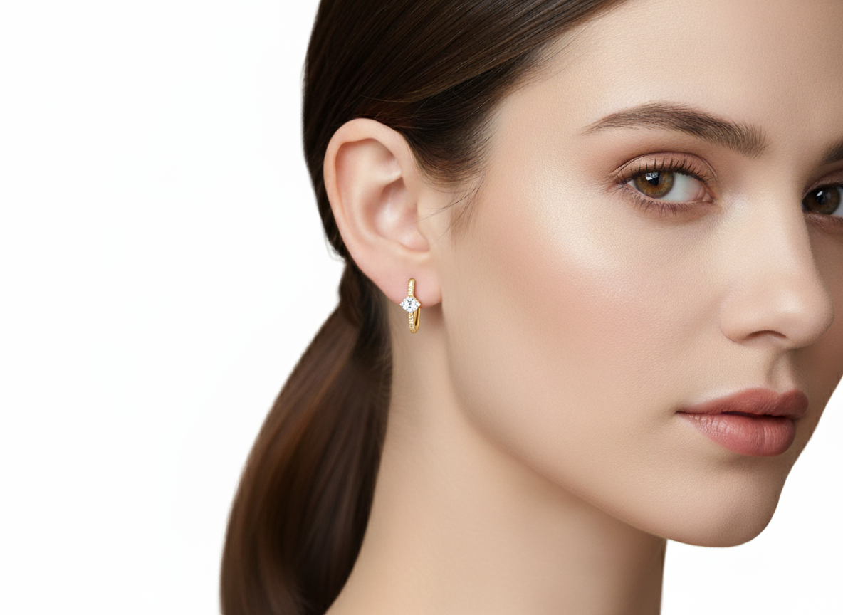 Huggies Mini Diamond Earrings with Zircons - Gold Plated 18k