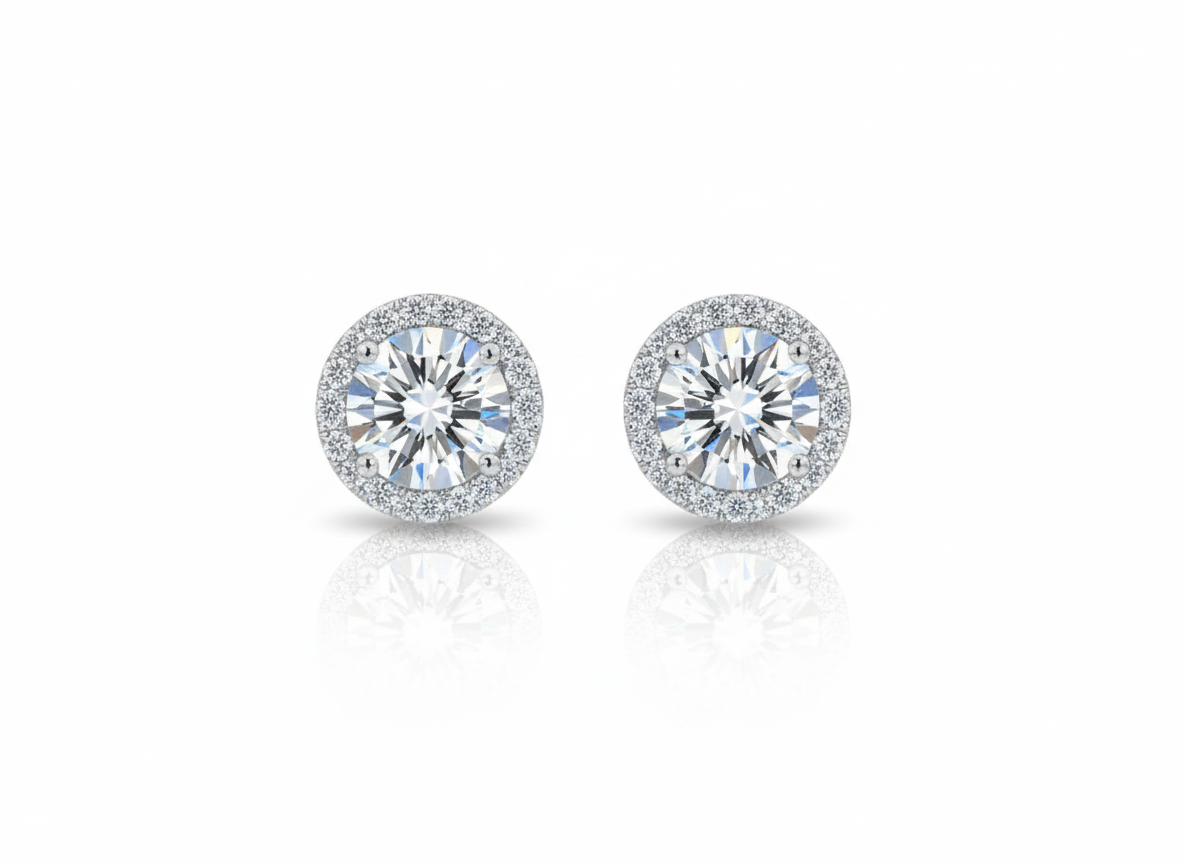 White Zirconia Earrings in Sterling Silver 925
