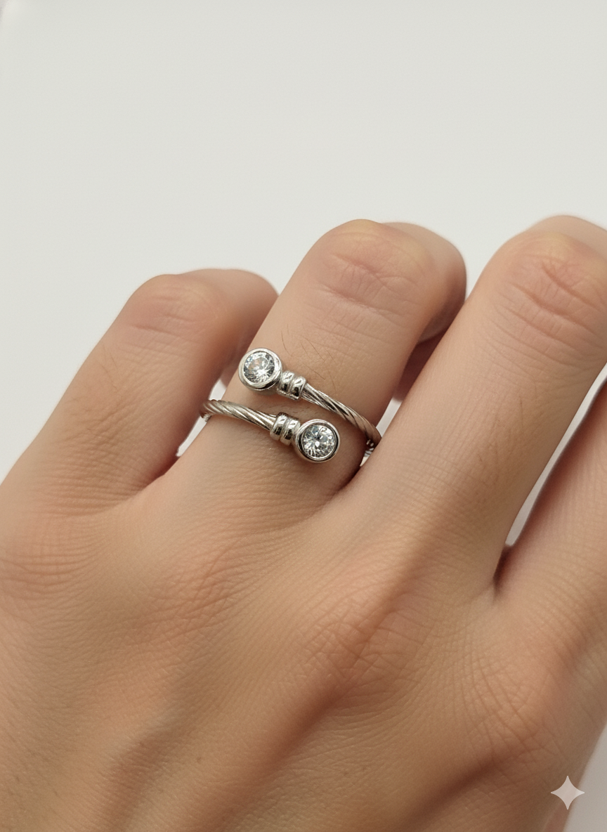 Two Zirconia Ring – Sterling Silver 925