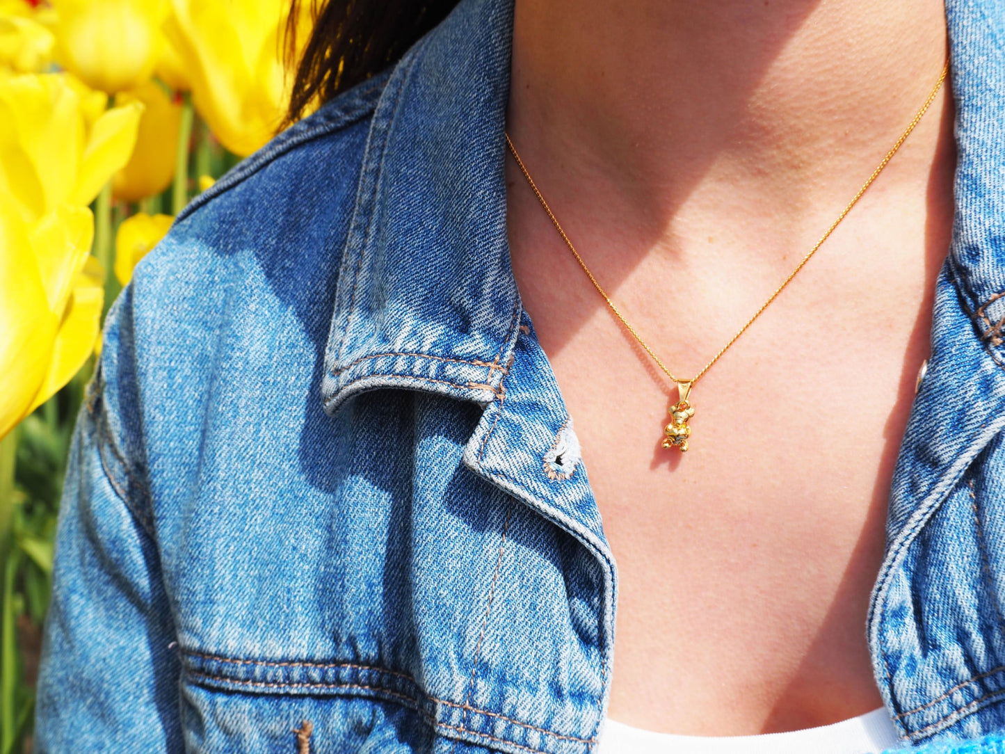 Bear with Heart Necklace| 22k Gold Plated