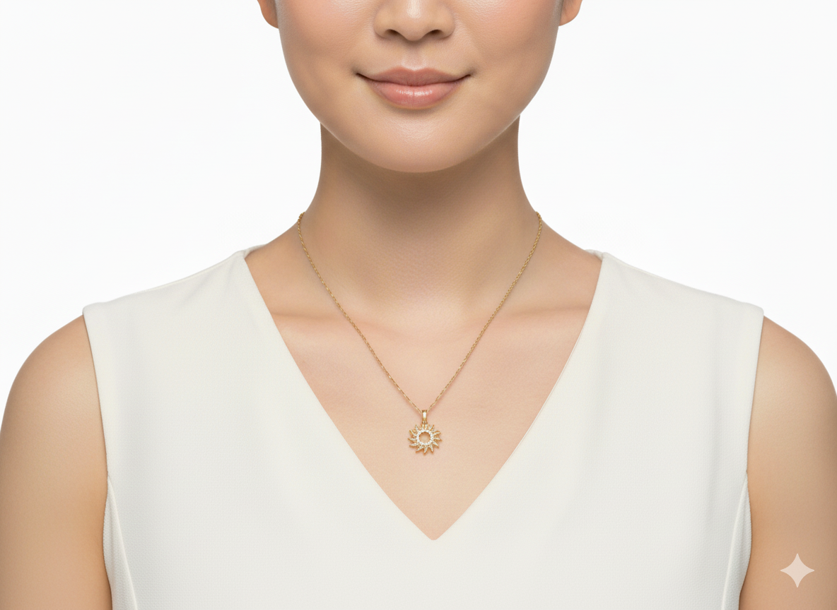 Sun Necklace 18k Gold Plated with Zircons